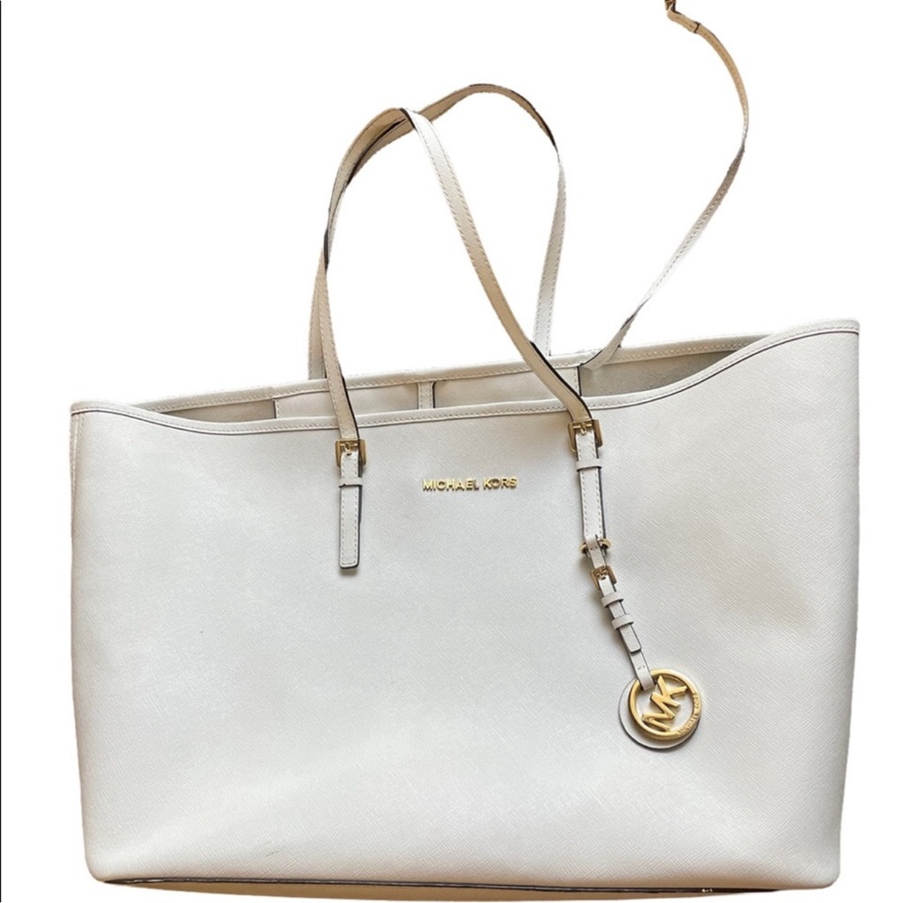 Michael Kors White leather tote handbag